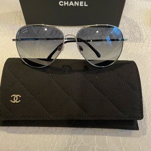 NEW CHANEL 4189 silver polarized aviator pilot sunglasses